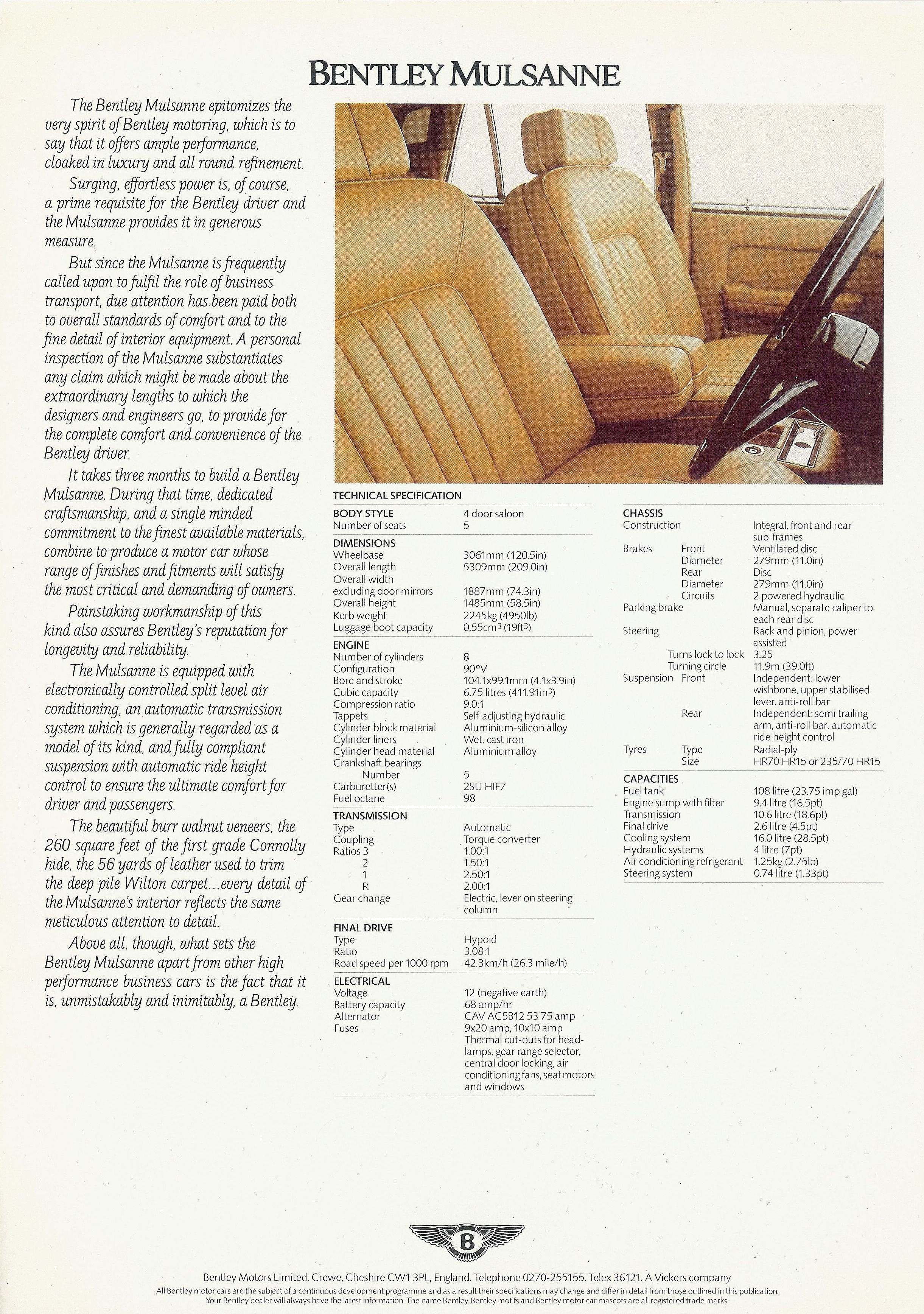 1985 Bentley Mulsanne ( Turbo )